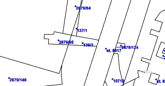 Parcela st. 139/2 v KÚ Hodonín, Katastrální mapa