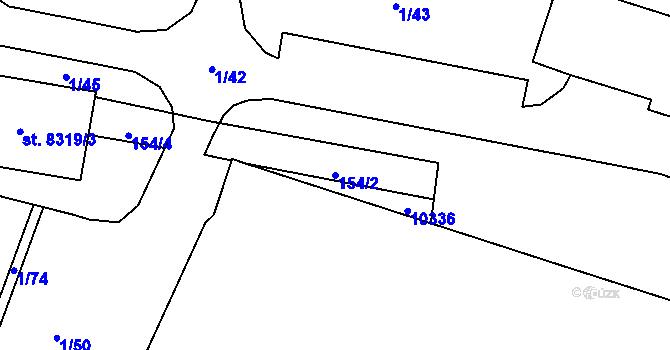 Parcela st. 154/2 v KÚ Hodonín, Katastrální mapa