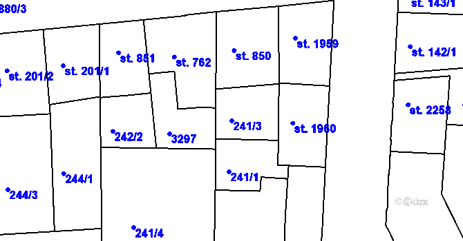Parcela st. 241/3 v KÚ Hodonín, Katastrální mapa