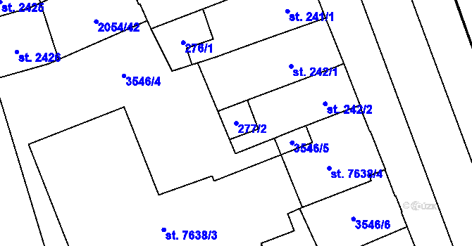 Parcela st. 277/2 v KÚ Hodonín, Katastrální mapa