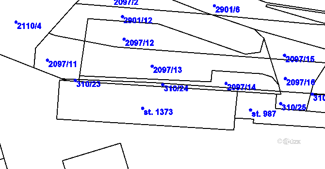 Parcela st. 310/24 v KÚ Hodonín, Katastrální mapa