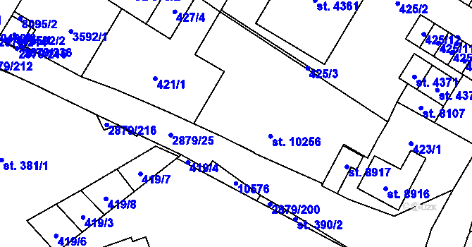 Parcela st. 421/2 v KÚ Hodonín, Katastrální mapa