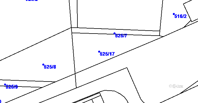 Parcela st. 525/17 v KÚ Hodonín, Katastrální mapa