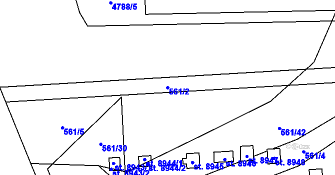 Parcela st. 561/2 v KÚ Hodonín, Katastrální mapa