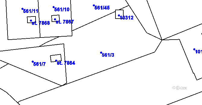 Parcela st. 561/3 v KÚ Hodonín, Katastrální mapa