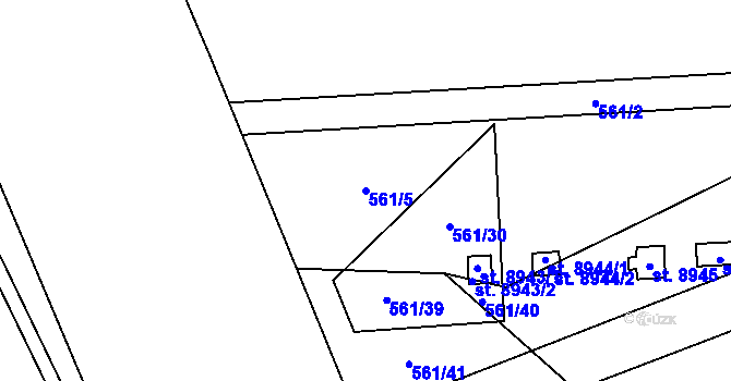 Parcela st. 561/5 v KÚ Hodonín, Katastrální mapa