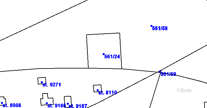 Parcela st. 561/24 v KÚ Hodonín, Katastrální mapa