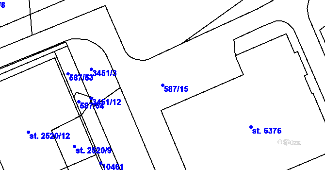 Parcela st. 587/15 v KÚ Hodonín, Katastrální mapa
