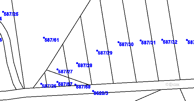 Parcela st. 587/29 v KÚ Hodonín, Katastrální mapa