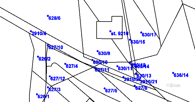 Parcela st. 630/9 v KÚ Hodonín, Katastrální mapa