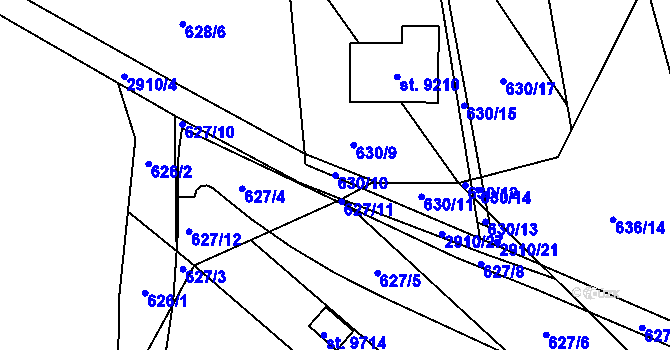 Parcela st. 630/10 v KÚ Hodonín, Katastrální mapa