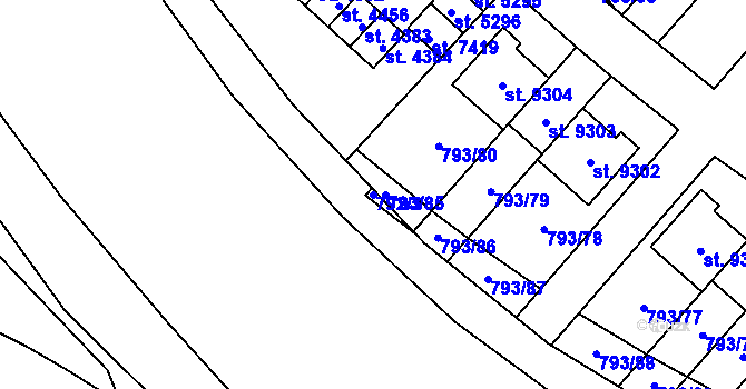 Parcela st. 792/3 v KÚ Hodonín, Katastrální mapa