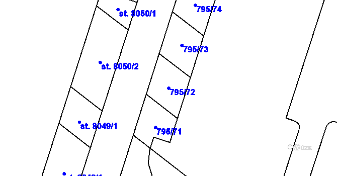 Parcela st. 795/72 v KÚ Hodonín, Katastrální mapa