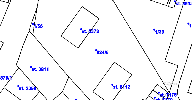 Parcela st. 924/6 v KÚ Hodonín, Katastrální mapa