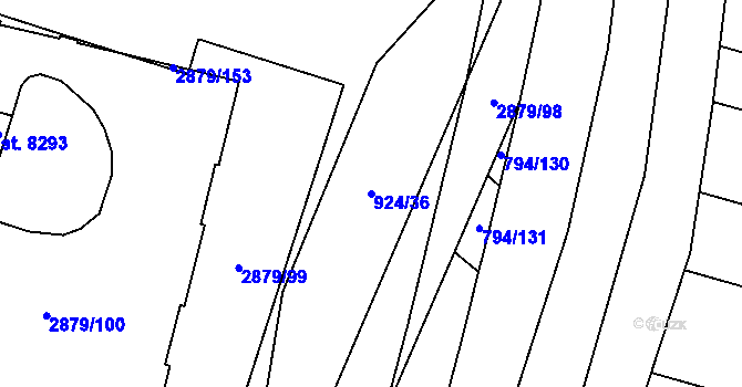 Parcela st. 924/36 v KÚ Hodonín, Katastrální mapa
