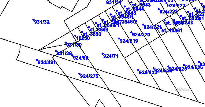 Parcela st. 924/71 v KÚ Hodonín, Katastrální mapa