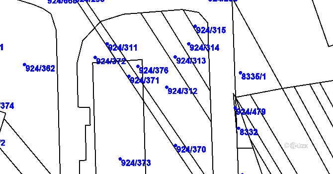 Parcela st. 924/312 v KÚ Hodonín, Katastrální mapa