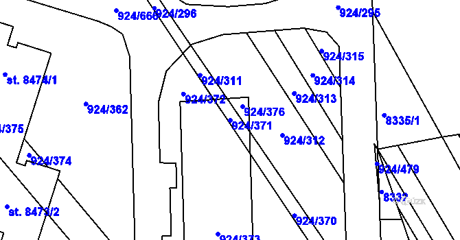 Parcela st. 924/371 v KÚ Hodonín, Katastrální mapa