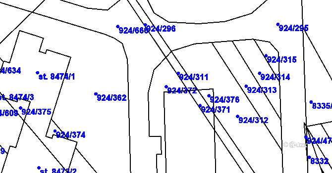 Parcela st. 924/372 v KÚ Hodonín, Katastrální mapa