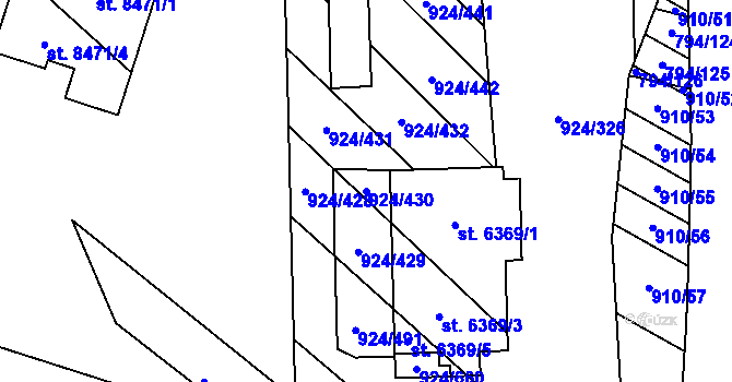 Parcela st. 924/430 v KÚ Hodonín, Katastrální mapa