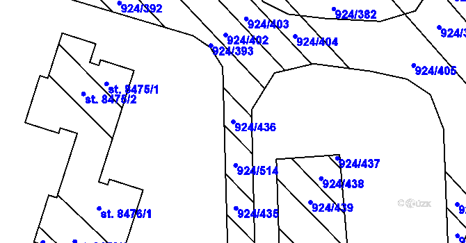 Parcela st. 924/436 v KÚ Hodonín, Katastrální mapa