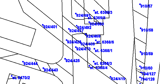 Parcela st. 924/469 v KÚ Hodonín, Katastrální mapa