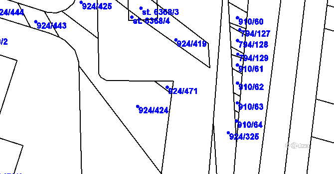 Parcela st. 924/471 v KÚ Hodonín, Katastrální mapa