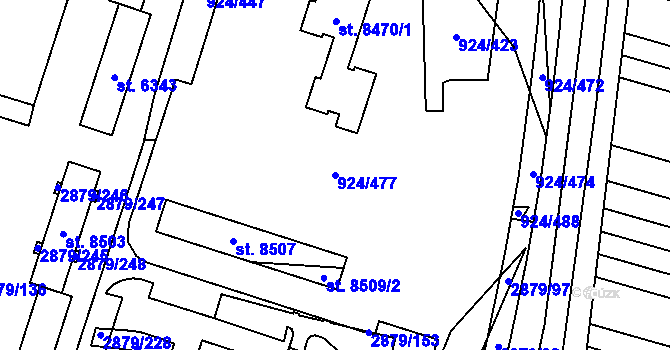 Parcela st. 924/477 v KÚ Hodonín, Katastrální mapa