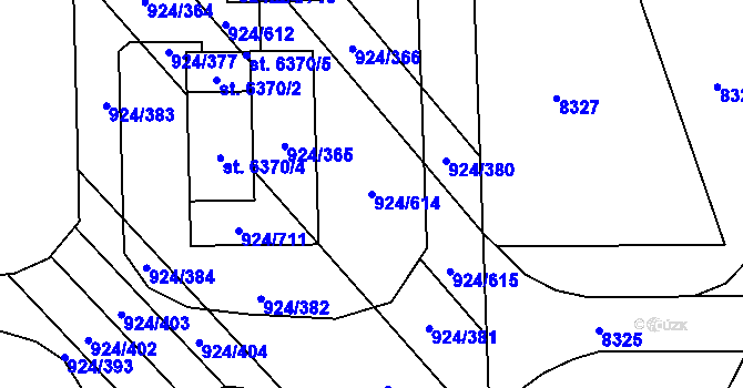 Parcela st. 924/614 v KÚ Hodonín, Katastrální mapa