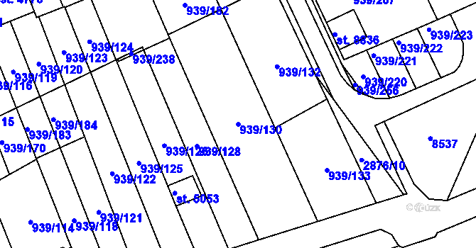Parcela st. 939/130 v KÚ Hodonín, Katastrální mapa