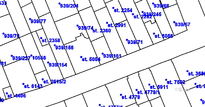 Parcela st. 939/161 v KÚ Hodonín, Katastrální mapa