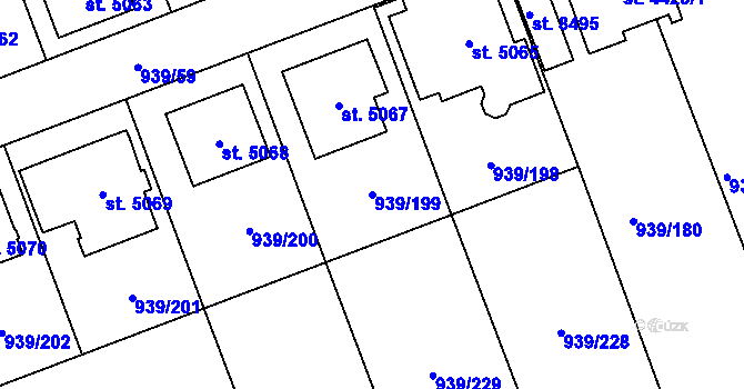 Parcela st. 939/199 v KÚ Hodonín, Katastrální mapa