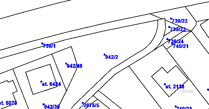 Parcela st. 942/2 v KÚ Hodonín, Katastrální mapa