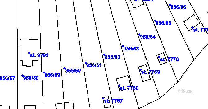 Parcela st. 956/62 v KÚ Hodonín, Katastrální mapa