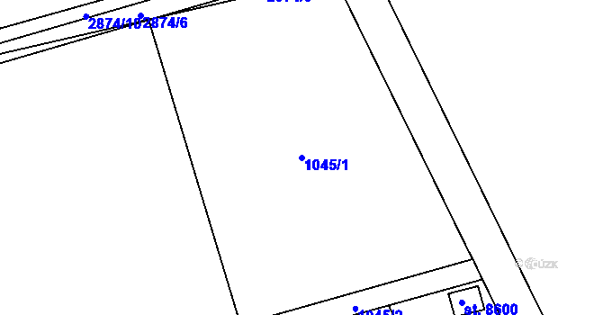 Parcela st. 1045/1 v KÚ Hodonín, Katastrální mapa