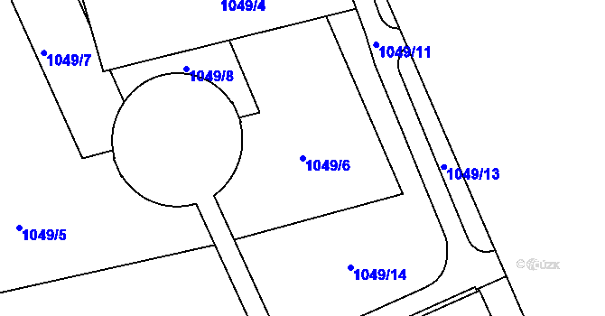 Parcela st. 1049/6 v KÚ Hodonín, Katastrální mapa