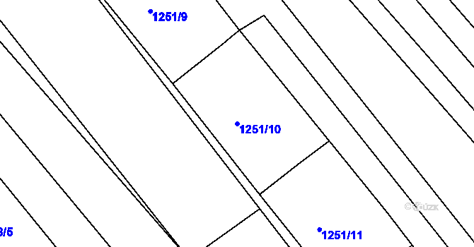 Parcela st. 1251/10 v KÚ Hodonín, Katastrální mapa