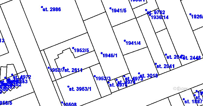 Parcela st. 1946/1 v KÚ Hodonín, Katastrální mapa