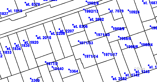Parcela st. 1971/33 v KÚ Hodonín, Katastrální mapa