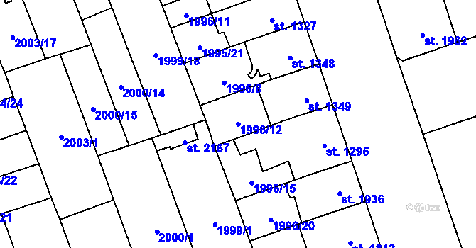 Parcela st. 1996/12 v KÚ Hodonín, Katastrální mapa