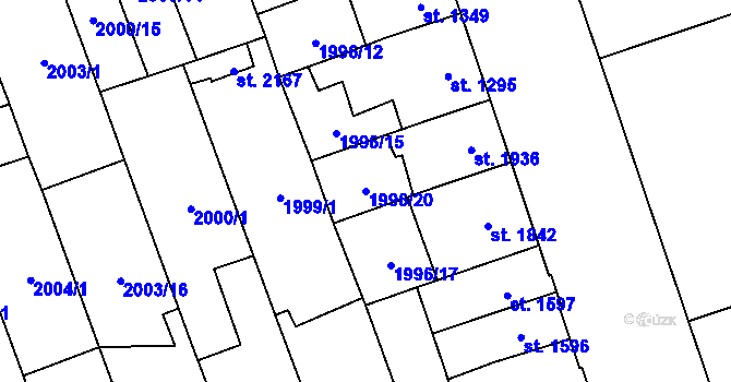 Parcela st. 1996/20 v KÚ Hodonín, Katastrální mapa