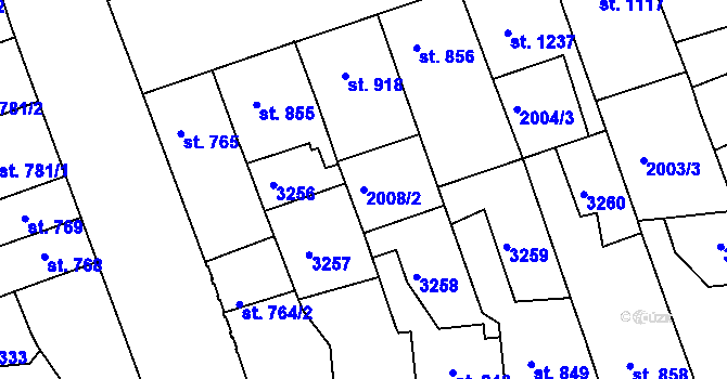 Parcela st. 2008/2 v KÚ Hodonín, Katastrální mapa