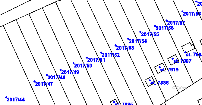 Parcela st. 2017/52 v KÚ Hodonín, Katastrální mapa