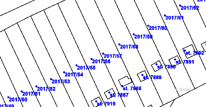 Parcela st. 2017/57 v KÚ Hodonín, Katastrální mapa