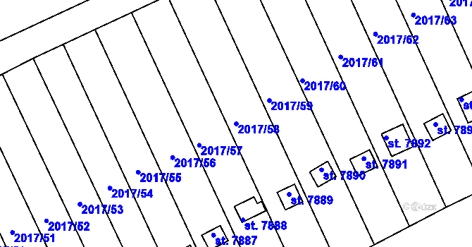 Parcela st. 2017/58 v KÚ Hodonín, Katastrální mapa