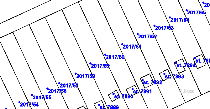 Parcela st. 2017/60 v KÚ Hodonín, Katastrální mapa