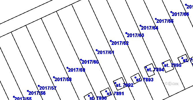 Parcela st. 2017/61 v KÚ Hodonín, Katastrální mapa