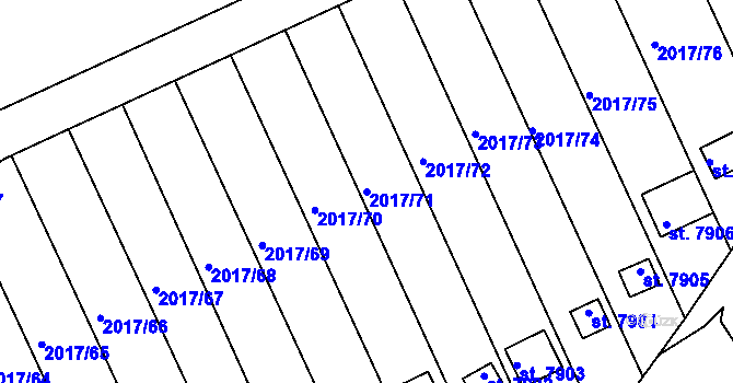 Parcela st. 2017/71 v KÚ Hodonín, Katastrální mapa