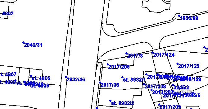 Parcela st. 2017/130 v KÚ Hodonín, Katastrální mapa