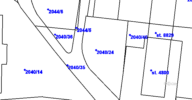 Parcela st. 2040/24 v KÚ Hodonín, Katastrální mapa
